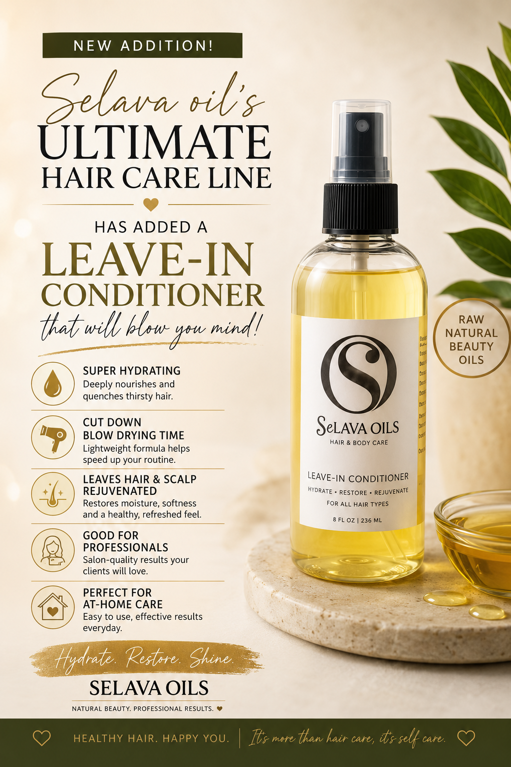 8oz Selava Oils Leave in Conitioner